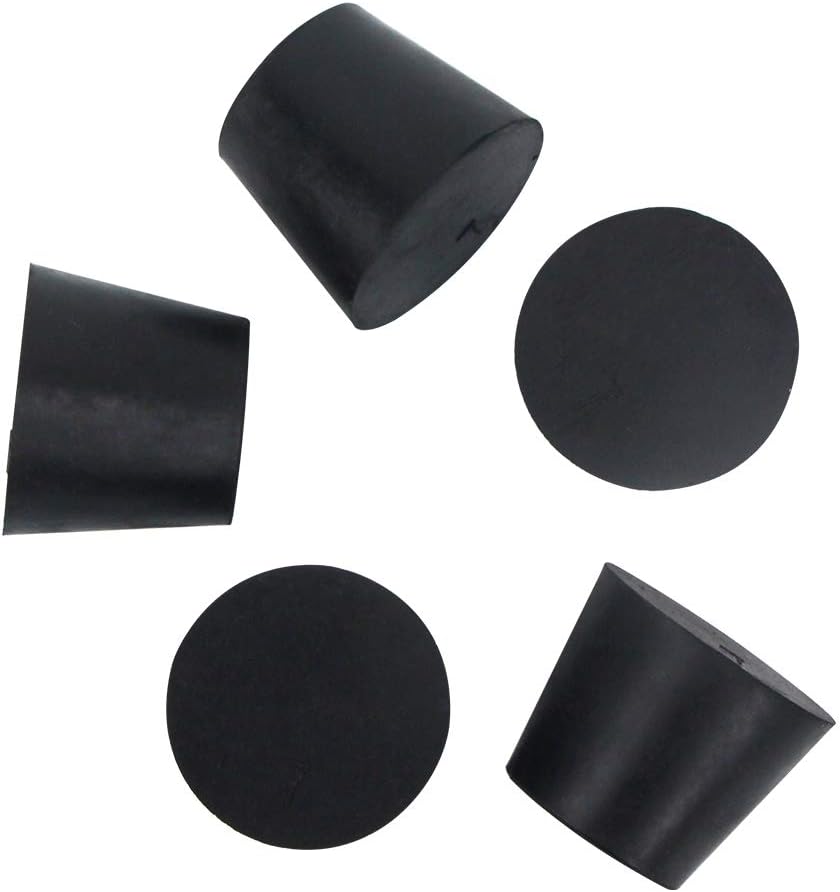 5-Pack (Same Size) Solid Rubber Stoppers - Size #7-37mm (1.45in) x 28mm (1.10in) - 30mm (1.18in) Long - Black Lab Plug