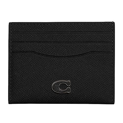 Coach Flat Card Case in Crossgrain Leather, Black, One Size