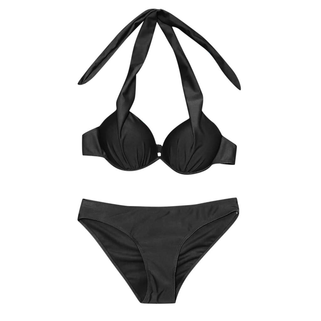 Women Plunge Swimming Costume,Swimwear High Waisted Sliding Strappy,Cut Out Halter Neck Swimsuit