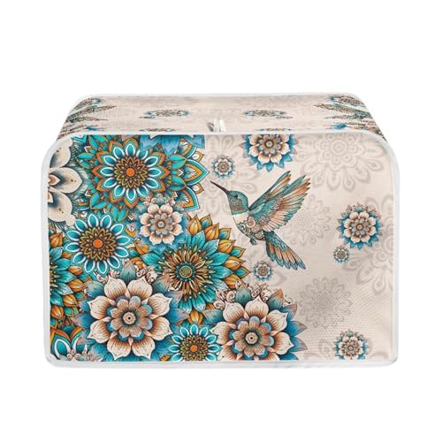 Image of Talayituse Boho Hummingbird Flower Print 2 Slice Toaster Covers Dust Protection Bread Maker Covers Toaster Oven Cloth Cover Kitchen Accessories Washable Appliance Cover, S
