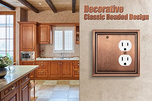 Image of Henne Bery Sunken Pearls Heavy Duty Decorative Wall Plate Switch Plate Outlet Cover (Blank /Duplex, Antique Copper)