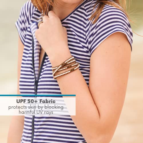 SwimZip Women's Plus Size Short Sleeve Rash Guard Zip Swim Shirt UPF 50+4