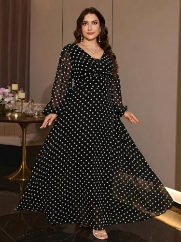Image of Spring Summer 2026 Plus Size Women's Dresses V Neck Casual Elegant Long Sleeve Floral Print Boho Vacation Maxi Dress
