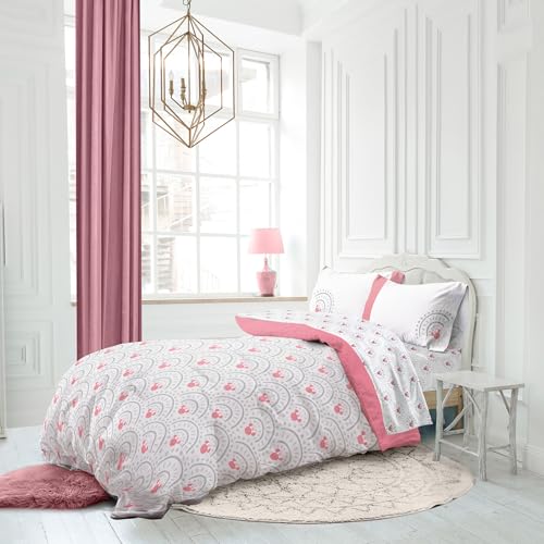 Image of Disney Minnie Mouse Full Comforter Set 7 Piece Bedding for Girls, Grey | Bed in a Bag, Comforter Sheets Shams Pillowcases, Official Product, Soft Microfiber, Machine Washable, Girls Gift