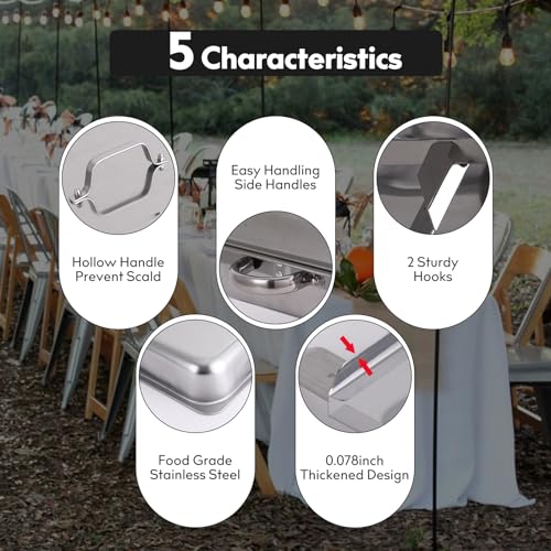 Qmeeki GYLYYJ-16 4 Pack 8Qt Chafing Dish Buffet Set With 2 Full Size, 2 Half Size, 3 1/3 Size Food Pans, Stainless Steel Buffet Chafers Catering Food Warmers thumb #4