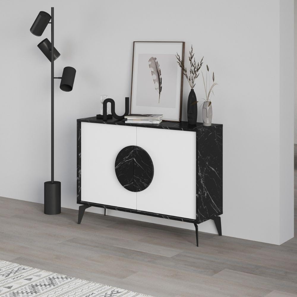 Madia 2 Ante 110x35,6x82 cm in MDF Gora Bianco