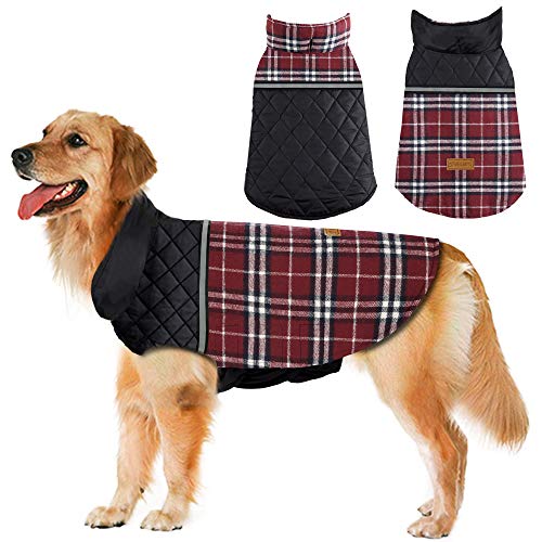 Dog Jacket Winter Dog Coat Reversible Reflective Dogs Apparel Outdoor Thicken Windproof British