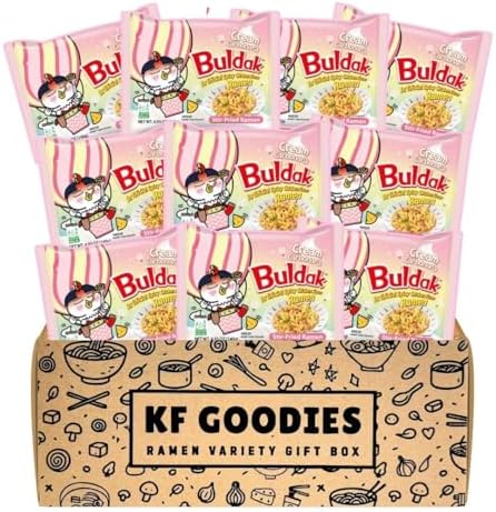 KF GOODIES Korean Ramen Variety Pack Gift Box (10 Count) – Spicy Buldak Noodle Assortment for Birthdays, College Care Packages, Office Snacks, and Gift Baskets