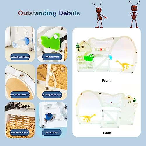 EXBEPE Large Sand Ant Farm Castle,Ant Habitat with Dinosaur Digging to Study Ant Colony Ecosystem Behavior,Science Educational Gift for Kids(Yellow) - Image 4