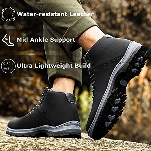 Carenurse Men's Lightweight Hiking Boots Water Resistant Anti Slip Boot Mid Ankle Breathable Work Casual Hiker Trekking Outdoor Shoes #TOP5