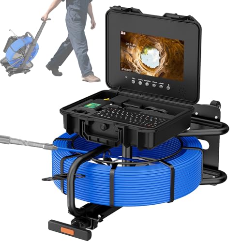 Kngiybo Tubo di Ispezione Videocamera con DVR,10 Telecamera per Ispezione Tubi Auto Autolivellante Automatico,con 12 Regolabile LEDs (Size:30M/98FT)