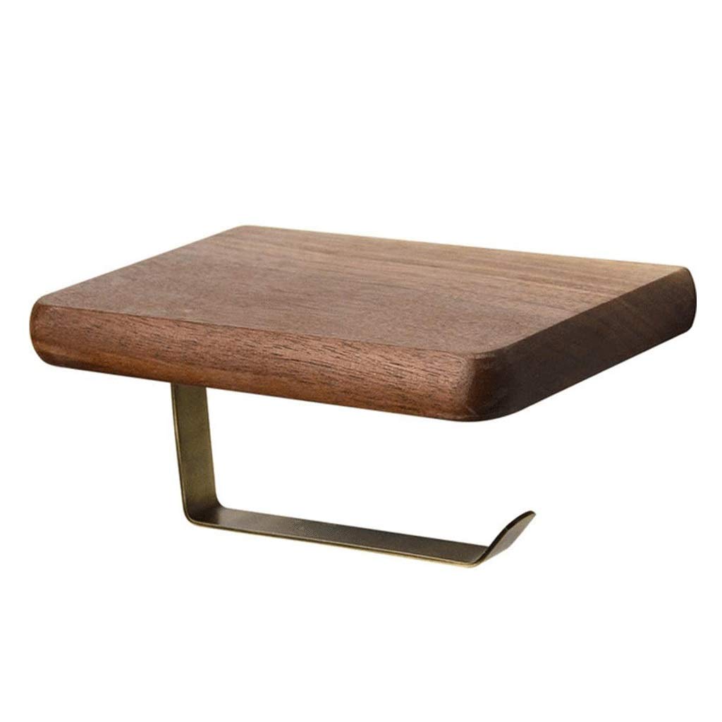 HLTYGWX NEECS Porta Carta igienica in Legno di Rame Porta Carta igienica, Porta Carta igienica per Bagno con Montaggio a Parete Porta Carta igienica con ripiano per Cellulare