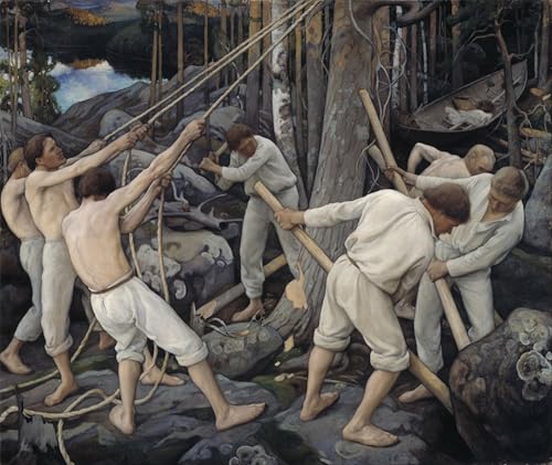 Toile murale abstraite Pekka Halonen Le vyages de Karjalassa pour habiller un grand mur vide