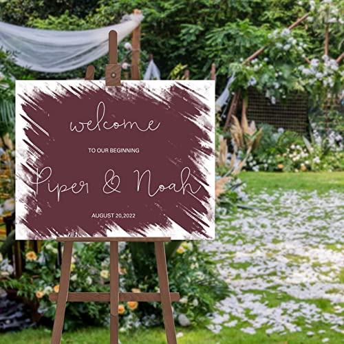 Panneau de bienvenue pour mariage rustique en bois chic 50x75 cm