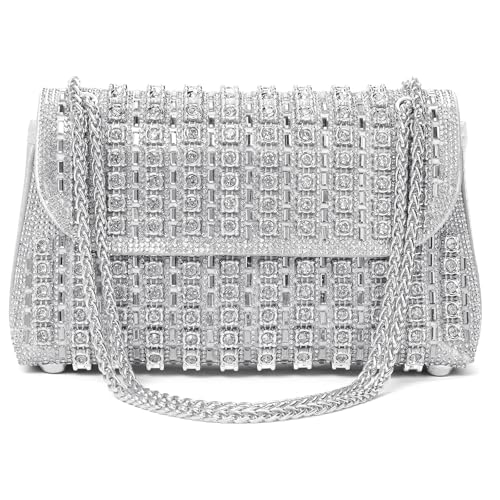 Image of RNIEGA Sparkling Rhinestone Evening Clutch Handbag Purse Ladies Crossbody Shoulder Bag with Metal Chain for Wedding Party