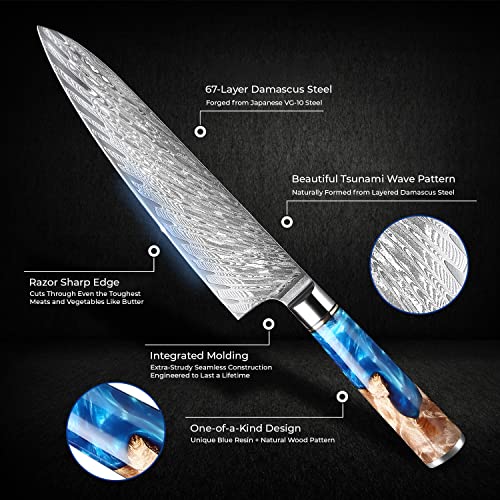 Senken Knives Senken 7-Piece Damascus Kitchen Knife Set - Tsunami Collection - 67-Layer Japanese Vg10 Steel thumb #1
