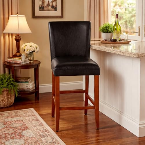 Image of HomePop Counter Stool, 29-Inch, Brown Faux Leather