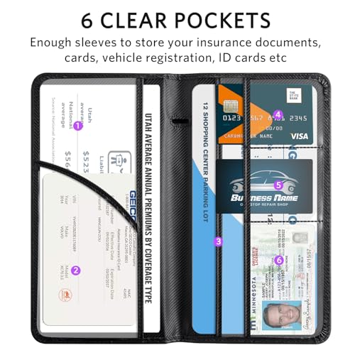 Image of CoBak Car Registration and Insurance Holder | Vehicle Glove Box Organizer, Auto Truck Compartment Document Case with Magnetic Closure for Insurance & Driver License
