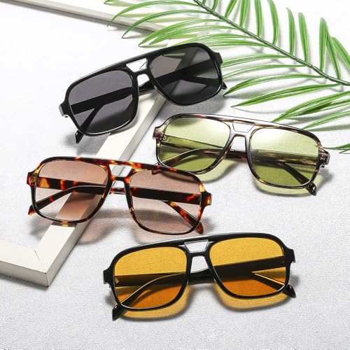 Retro 70s Aviator Sunglasses for Women Men Trendy Square Aviator Sun Glasses Vintage Oversized Shades4