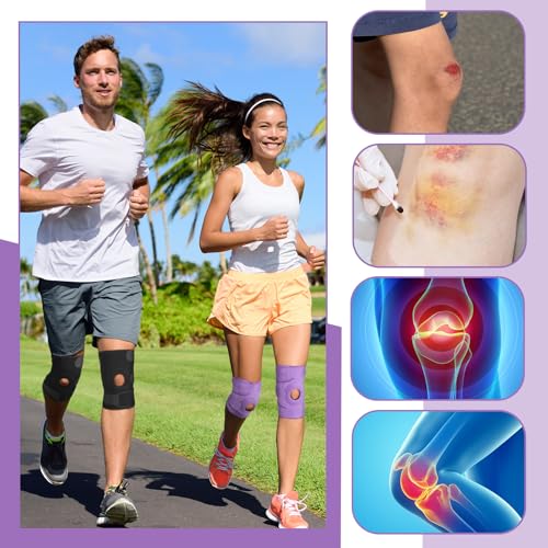 Image of Foilswirl 1 Pcs Kids Knee Brace with Side Stabilizers,Purple | Patella Gel Pad Opening, Adjustable Straps Youth Child Knee Brace Support, Meniscus Tear Sports Running
