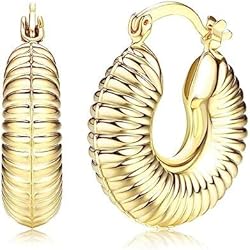 Aros Dorados Gruesos MILACOLATO Chunky Pendientes de Aro Oro para Mujeres Hipoalergénico Plata 925 Pendientes Peso Ligero Hueco Cuelgan Pendientes Gota Medio Aros con 14K Chapado Oro Grueso Pendientes de Oro Declaración