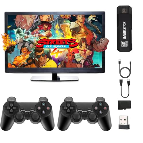 Consola de Juegos Retro . con 38000 Juegos, Consola de Videojuegos, Mando Inalámbrico, Salida HDMI TV, Game Stick 4K x2, Regalo para Niños y Adultos (64, GB)