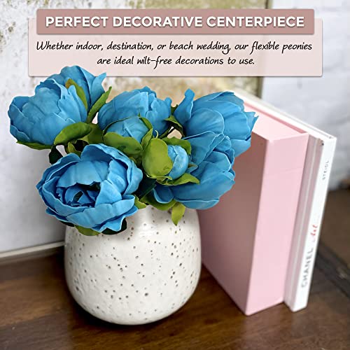 Angel Isabella Realistic Peony Bouquet - Real Touch Artificial Flowers For Decoration - Artificial Flowers Arrangements For Home, Wedding, Corsage, Boutonniere - 6 Blooms And 2 Buds, Turquoise #TOP5