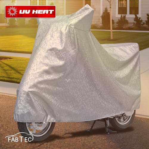 Image of FABTEC Waterproof Bike Body Cover Compatible with Suzuki Gixxer SF 250, A3 (Silver)