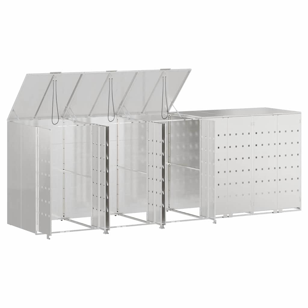 Genérico Almacenamiento de Cubos Wheelie para 3 Cubos Plateado,Productos del hogar,Accesorios para contenedores de residuos,Soportes para contenedores de residuos-3394791