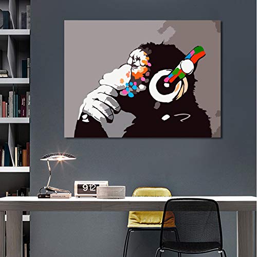 Graffiti Toile Art Peinture Murale Singe : décorez facilement un salon moderne