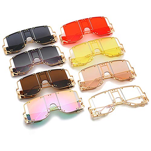 Image of COTIA /Fashion Square Sunglasses Women New Oversized Mirror Men Shades Glasses Luxury Brand Metal Rivet Fashion Female Eyewear