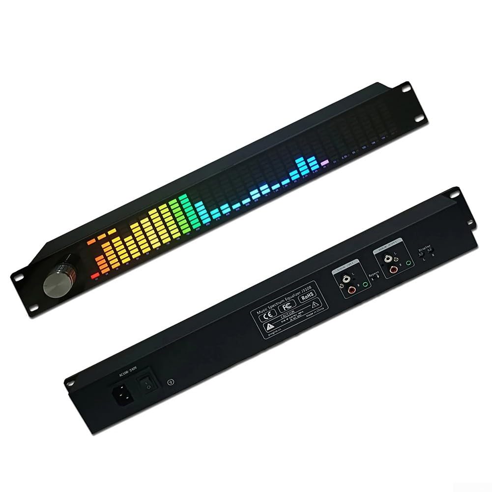 HpLive LED-Musikspektrumanzeige,Audio-Level-LED-Anzeige，31-Band Musik-Spektrum-Anzeige Dual-Kanal 15-Band Digitaler Equalizer mit Fernbedienung für Bühne KTV Bar