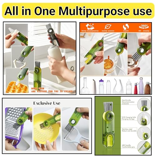 Image of 3 in 1 Multifunctional Cleaning Brush, Gap Cleaning Brush Multifunctional Cleaning Brush (Multi Color pak of 3)