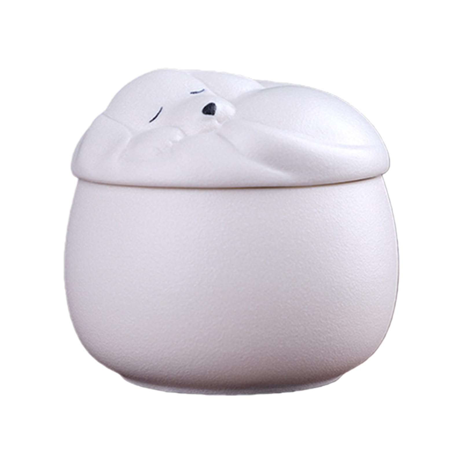 Duuclume Sleeping Dog Ceramic Pet Ashes Urn - Sealed Portable Memorial Cremation Canister,Non-Woven Moisture-Proof Keepsake for Funerals & Honoring (White, 150ml)