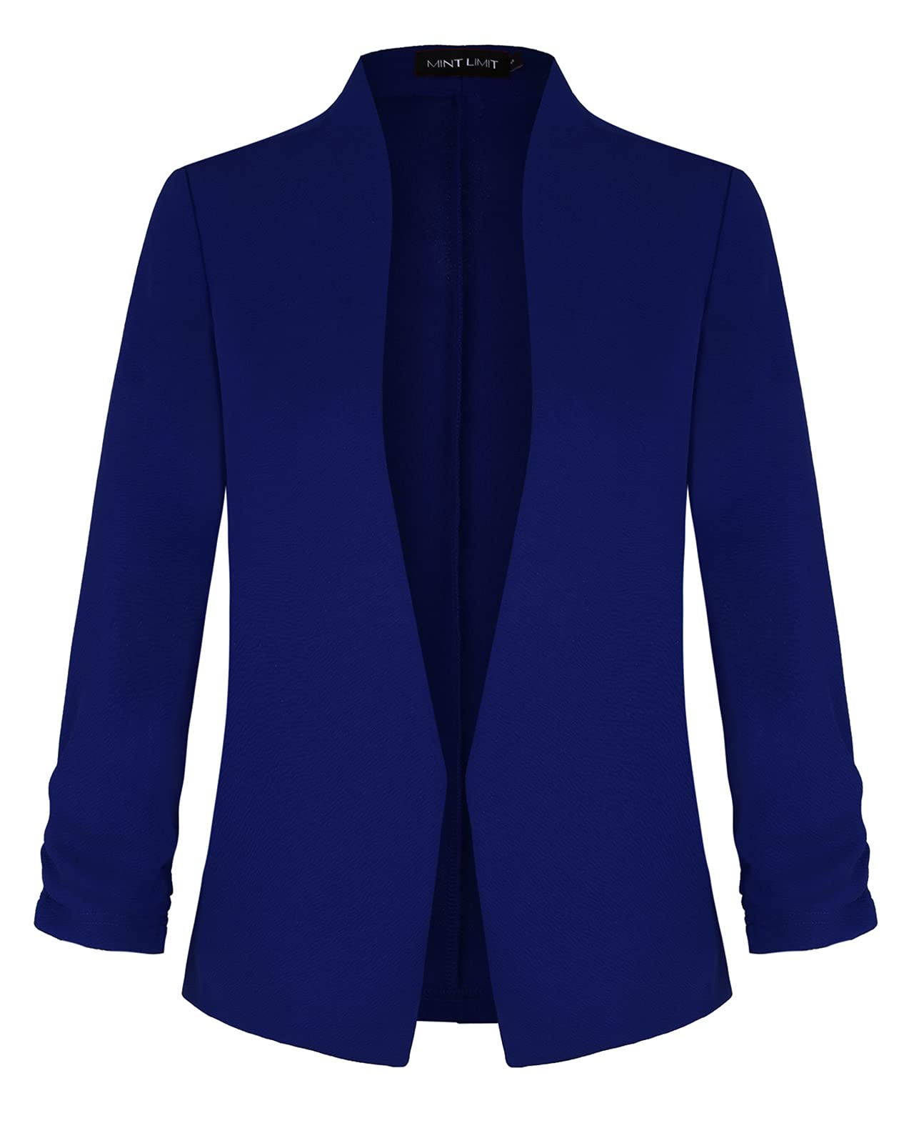 Unifizz Women's Collarless 3/4 Sleeve Lightweight Blazer Slim Work Office Business Jacket