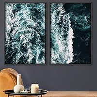 2 Piece Framed Canvas Wall Art Coastal Beach Canvas Prints Home Artwork Decoration for Living Room,Bedroom - 16