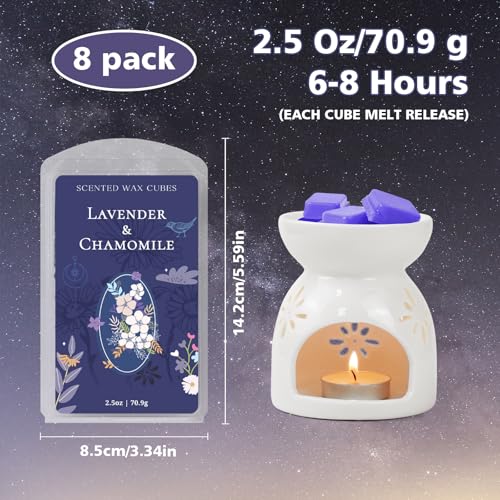 Image of SCENTORINI Wax Melts, Wax Cubes Strong Scent, Lavender Scented for Sleep | Natural Relax Soy Wax Melts for Warmer, 70g * 8-Pack, 2 * Lavender & Gardenia, Sage, Chamomile, Sandalwood
