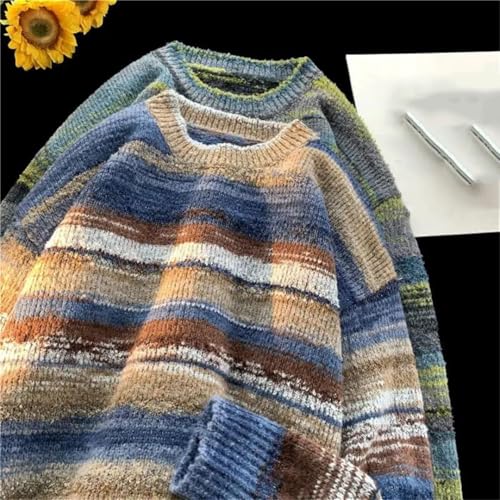 Men's Tie-Dye Knitted Sweater Crew Neck Knitted Pullover Contrast Color Long Sleeve Knitted Warm Cashmere Sweater2