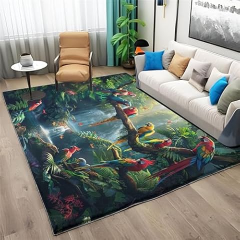 Animal Parrot Print Machine Washable Rug 120x170cm Cover