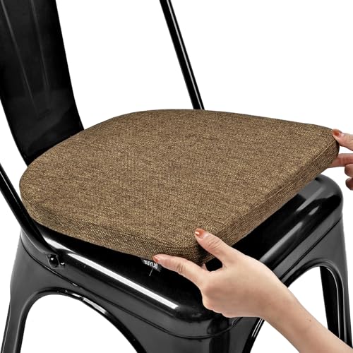 Image of BUYUE Friendly Woven Fabric 14x14 Magnetic Cushion for Metal Chair 1 Piece, Enhanced Anti-Slip Seat Pad for Dining Kitchen Cafe Stackable Chair (U-Shape, Brown, 1 Count)