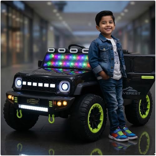 Image of Toyzone Everest Electric Jeep (Black) | 12V Rechargeable Ride on with 4.5Ah Battery | Music Player with BT, USB & AUX | Smooth Acceleration | 6M Battery Warranty | Age 3-10 Years, Upto 50 kg
