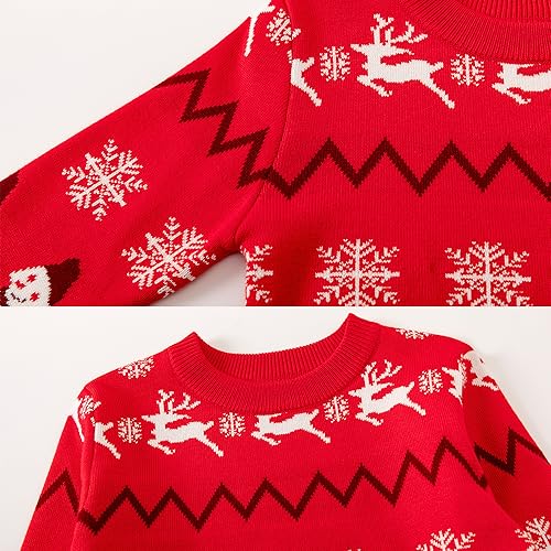 Ugly Christmas Sweater Kids Girls Boys Reindeer Snowflake Knitted Xmas Holiday Pullover Sweater 2-9 Years Old3