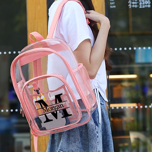 Personalized Clear Backpack with Name Custom Clear Bookbag Customized Any Text PVC Heavy Duty Transparent Backpack, Gifts4