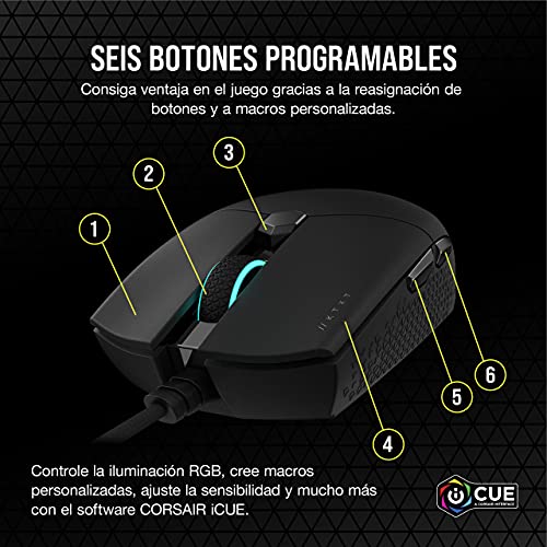 Image of Corsair Katar Pro XT Ultra-Light Gaming Mouse- 18k DPI PixArt Optical Sensor- RGB Scroll Wheel Lighting- 6 Programmable Buttons- Lightweight Paracord Cable
