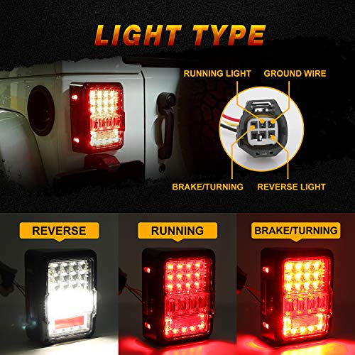 DOT Approved EMC 4D LED Tail Lights + Brake Light Compatible with Jeep Wrangler 2007-2018 JK JKU