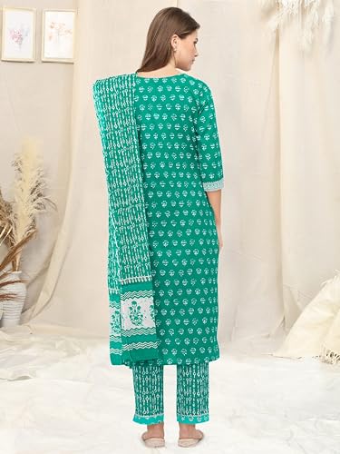 Image of MIRCHI FASHION Pure Cotton Straight Kurta Set with Dupatta | 3 Piece Ethnic Kurta Pant Set Office Wear Salwar Kurta Set for Women