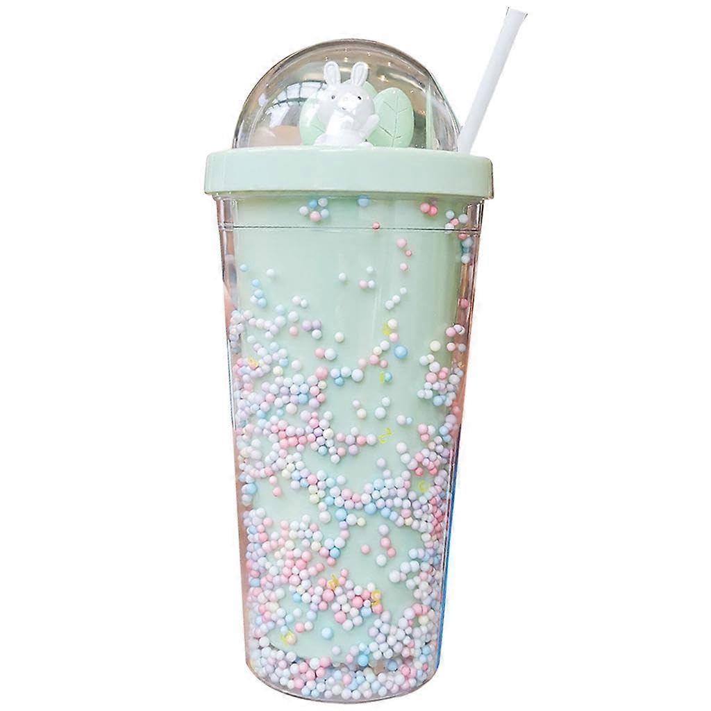 JOYHAPPST Double Layer Summer Crushed Ice Cups Straw Mugs Ins Style Plastic Water Cups