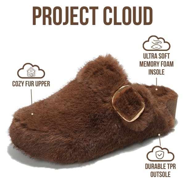 Image of Project Cloud Clogs for Women Footwear - Memory Foam and Non-Slip Platform Wedges Heels for Women Mules & Clogs 2026 - Comfortable Stylish Slip-On with Adjustable Straps (Rhona, Brown, 10)