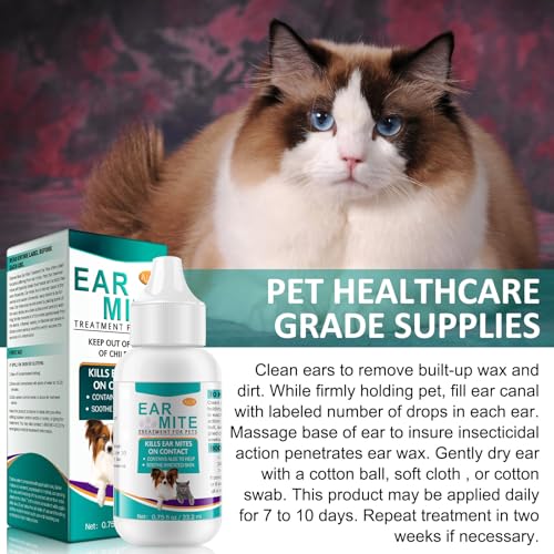 APCKFLEE Ohrmilbenöl für Hunde, Katzen, Haustiere 22ml, Sanfte Pflege bei Ohrmilben, Gegen Ohrmilben mit Kamille für Katze, Ohrentropfen Milben (30ML)