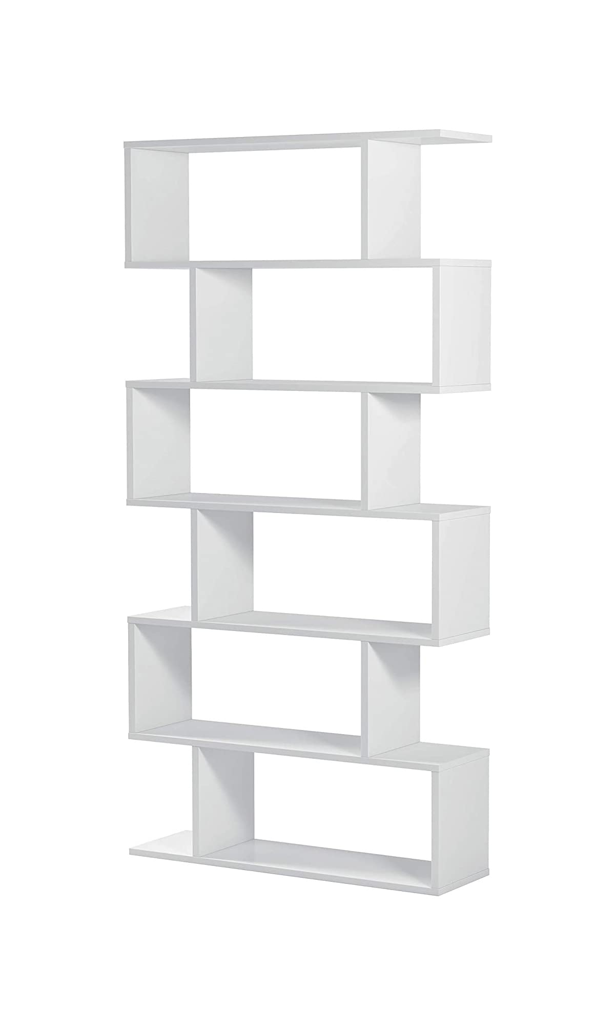TUTOTAK Libreria Stretta 8 Ripiani, Mensola Salvaspazio Per Angolo, Design Aperto Trasparente, Perfetta Per Soggiorno, Ufficio E Ingresso - Bianco